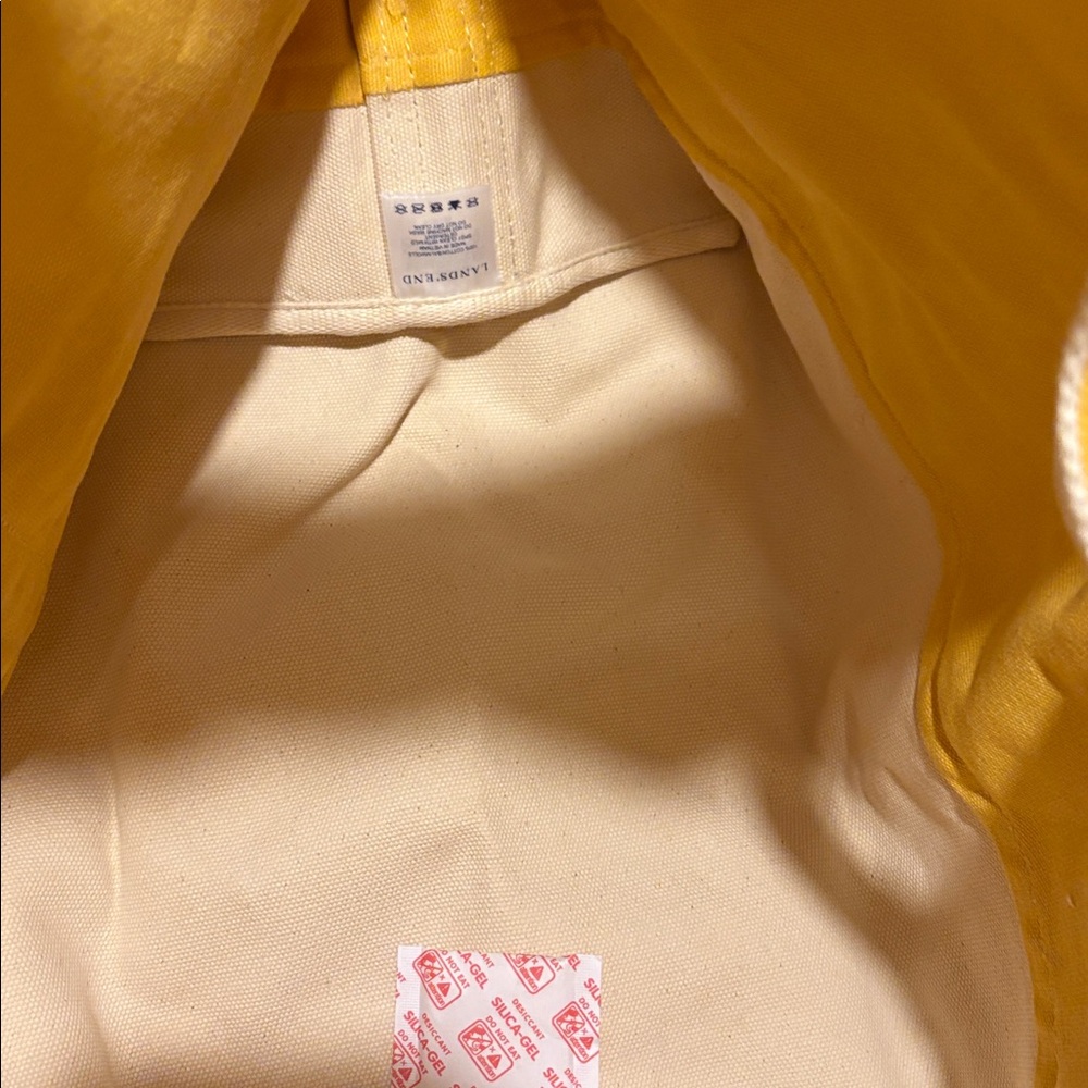 Lands End zip top tote beige and gold zip top Canvas Tote Bag - Picture 2 of 8